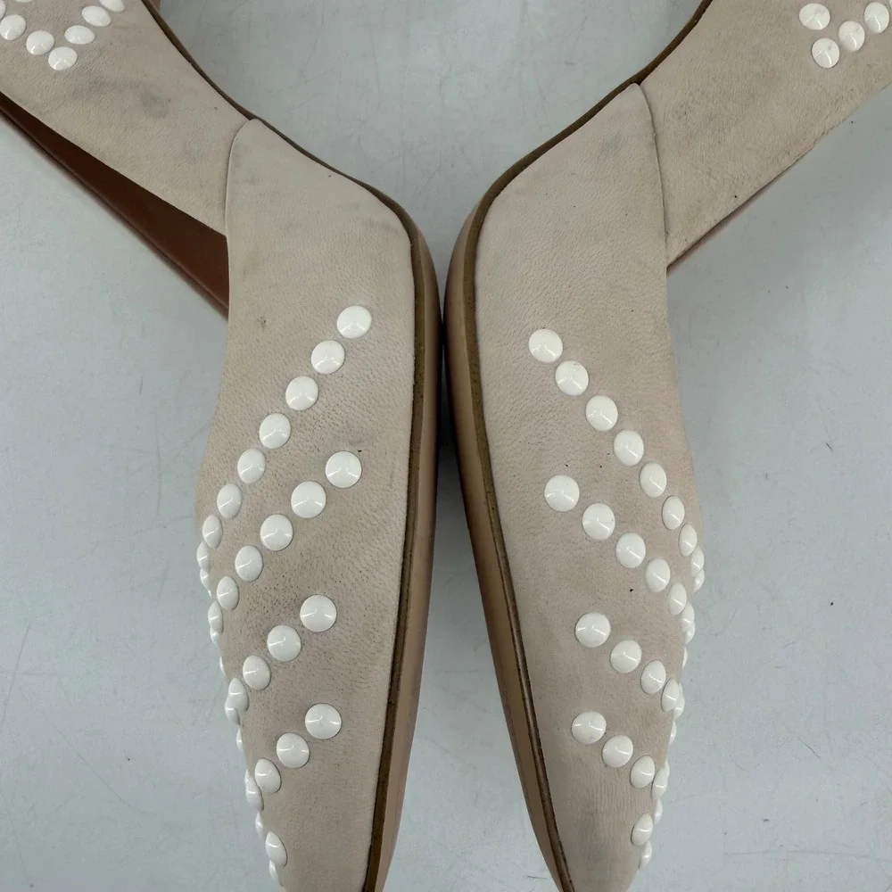 French Connection‎ Pump Women Size 41 10.5 Beige Studded Pointed Toe Stiletto
